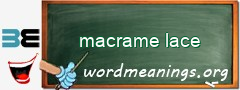 WordMeaning blackboard for macrame lace